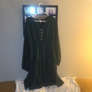 Green Flowing Mid Length Dress